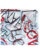 Chanel Vintage Graffiti Print Scarf, Women's, Blue