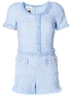 Edward Achour Paris Tweed Playsuit - Blue
