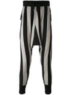 Unconditional - Striped Drop-crotch Drawstring Trousers - Men - Cotton/spandex/elastane - M, Black, Cotton/spandex/elastane
