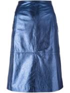 L'autre Chose Pencil Skirt, Women's, Size: 40, Blue, Leather