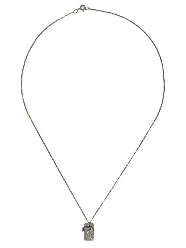 Ros Millar Textured Tag Necklace, Women's, Metallic, Sterling Silver