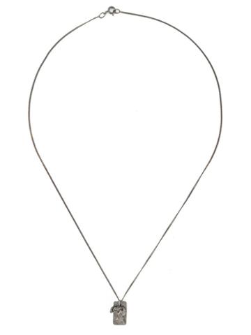 Ros Millar Textured Tag Necklace, Women's, Metallic, Sterling Silver