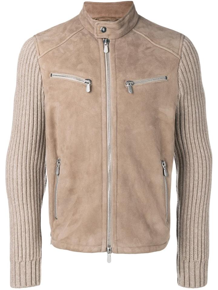 Eleventy Ribbed Sleeve Jacket - Nude & Neutrals
