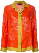 Shanghai Tang Pajama Shirt With Porcelain Bamboo Print - Orange