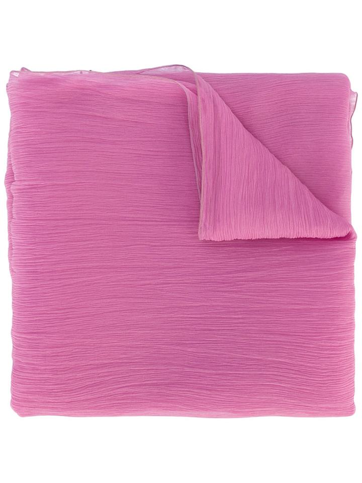 Blumarine - Logo Detail Scarf - Women - Silk - One Size, Pink/purple, Silk