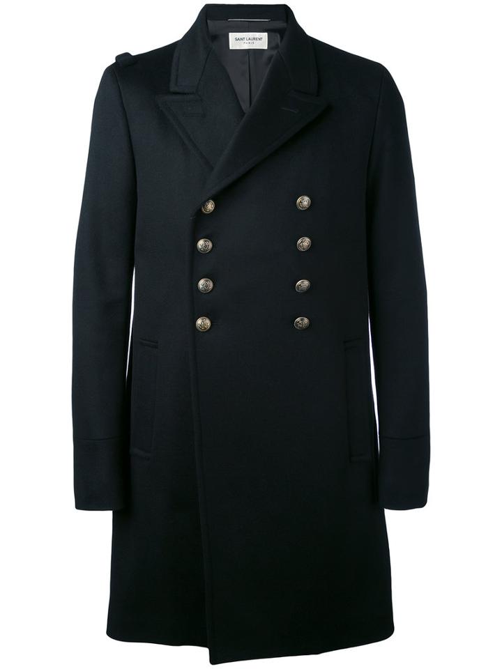 Saint Laurent - Military Coat - Men - Cotton/cupro/virgin Wool - 50, Black, Cotton/cupro/virgin Wool