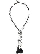 Ann Demeulemeester Crossed Elongated Necklace - Black