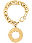 Givenchy Vintage Logo Disc Charm Bracelet, Women's, Metallic