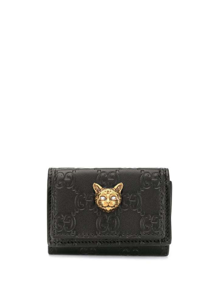 Gucci Feline Head Wallet - Black