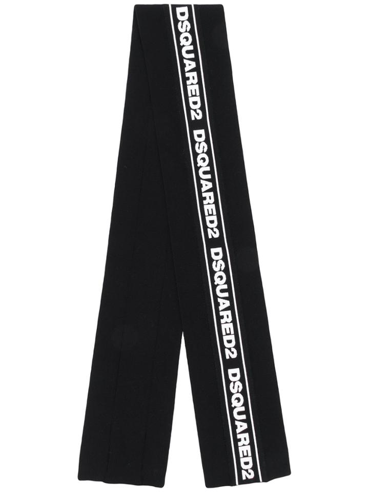 Dsquared2 Logo Embroidered Scarf - Black