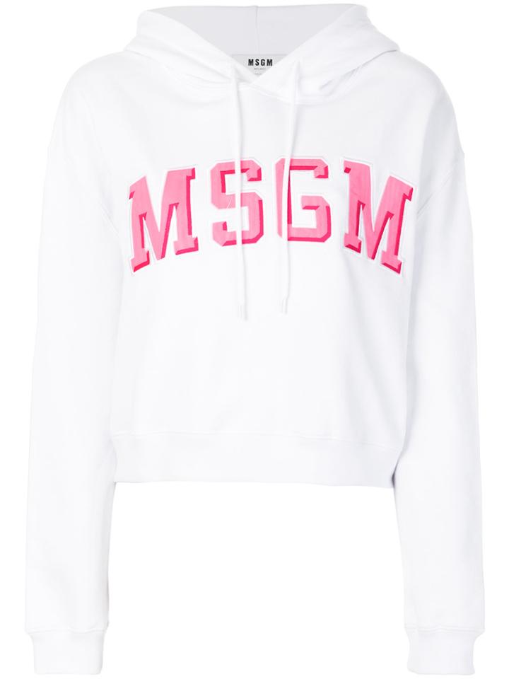 Msgm Logo Hoodie - White