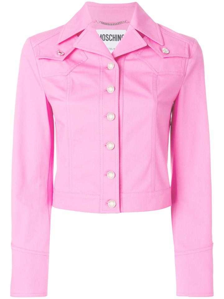 Moschino Betty Boop Embroidered Denim Jacket - Pink & Purple