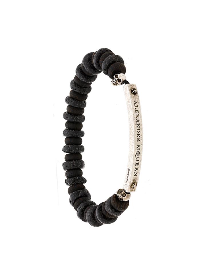 Alexander Mcqueen Beaded Skull Bracelet - Brown