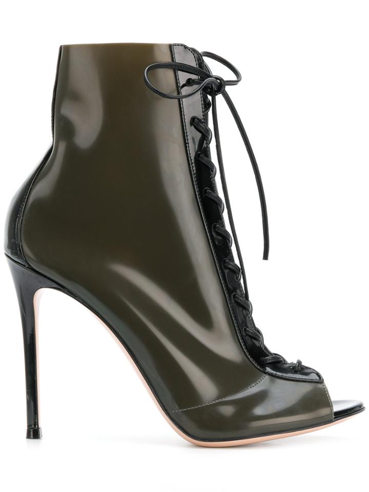 Gianvito Rossi Lace Front Ankle Booties - Black