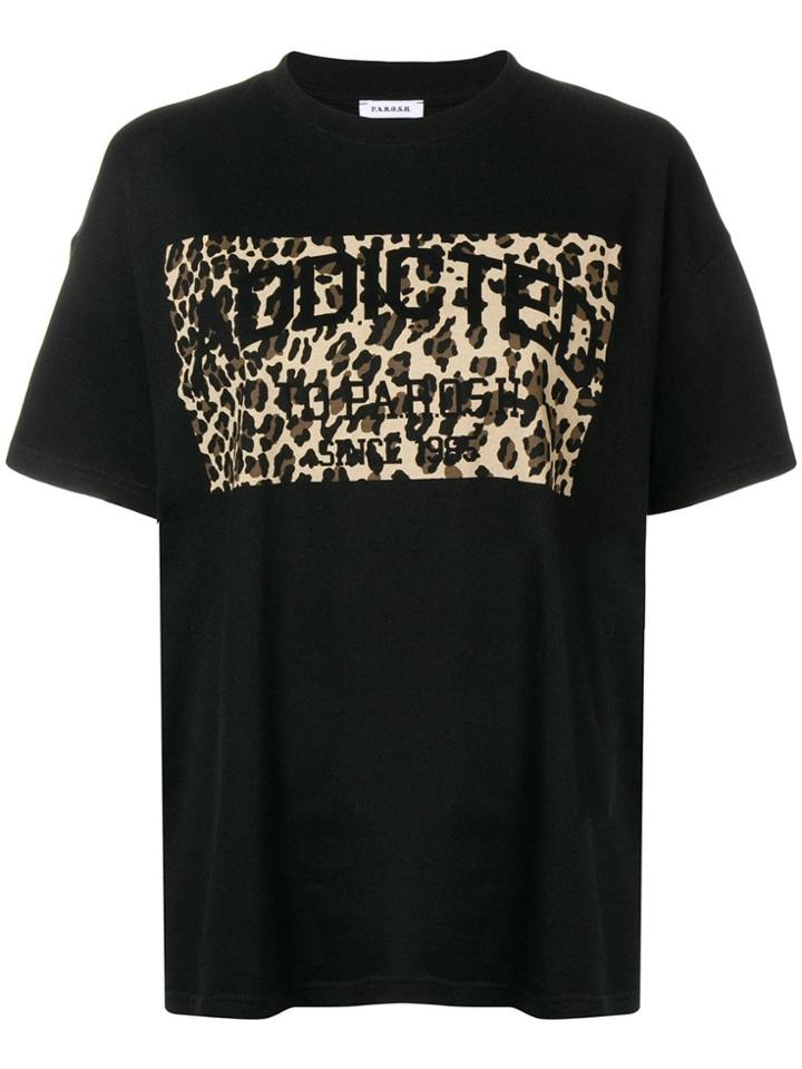 P.a.r.o.s.h. Leopard Print Panel T-shirt - Black