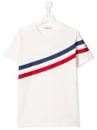 Moncler Kids Diagonal Stripe Detail T-shirt - Neutrals