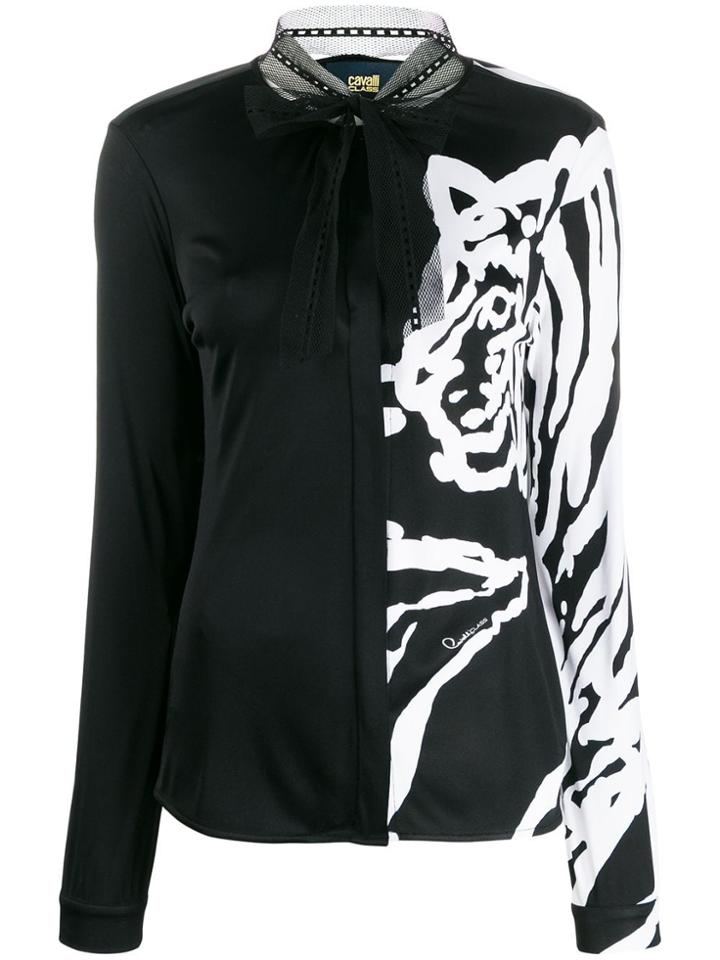 Cavalli Class Tiger Printed Blouse - Black