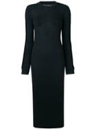 Versace Medusa Buttoned Ribbed Dress - Black