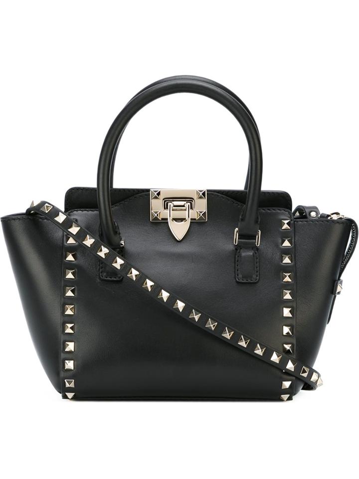 Valentino 'rockstud' Trapeze Tote - Black