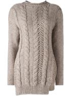 Agnona 'lana' Round Neck Jumper, Women's, Size: 44, Nude/neutrals, Silk/cashmere/wool
