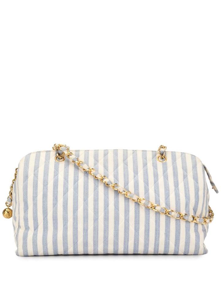 Chanel Pre-owned 1995's Striped Pattern Chain Bag - Blue