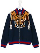 Gucci Kids Tiger Knit Jacket, Toddler Boy's, Size: 5 Yrs, Blue