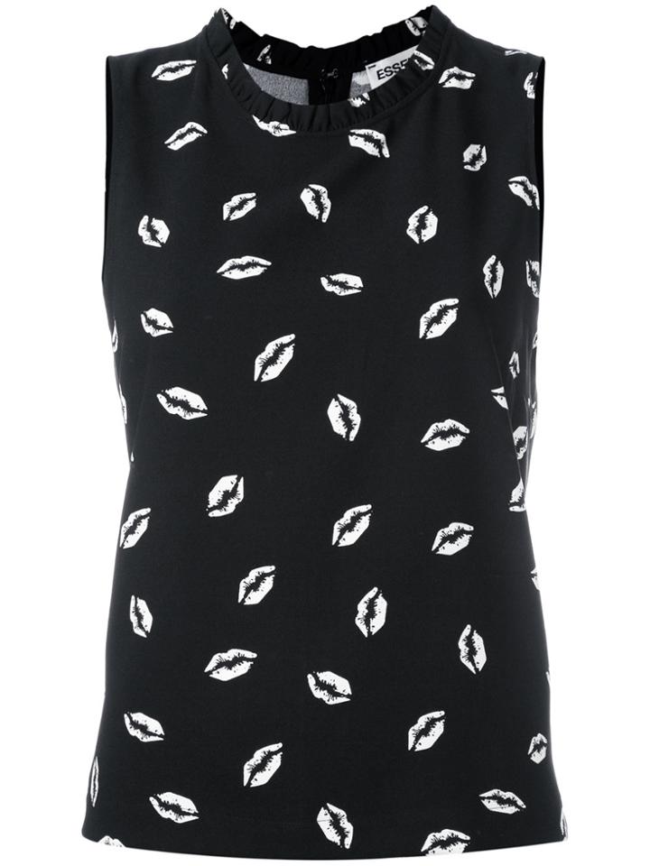 Essentiel Antwerp Lip Print Shell Top - Black