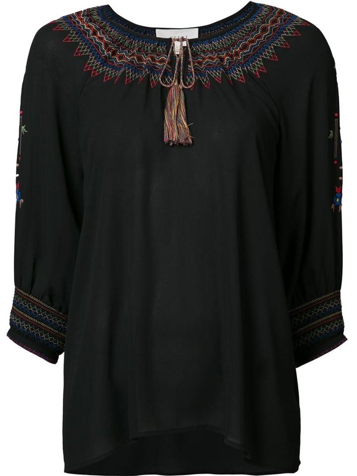 The Great Embroidered Collar Blouse, Women's, Size: 2, Black, Polyester