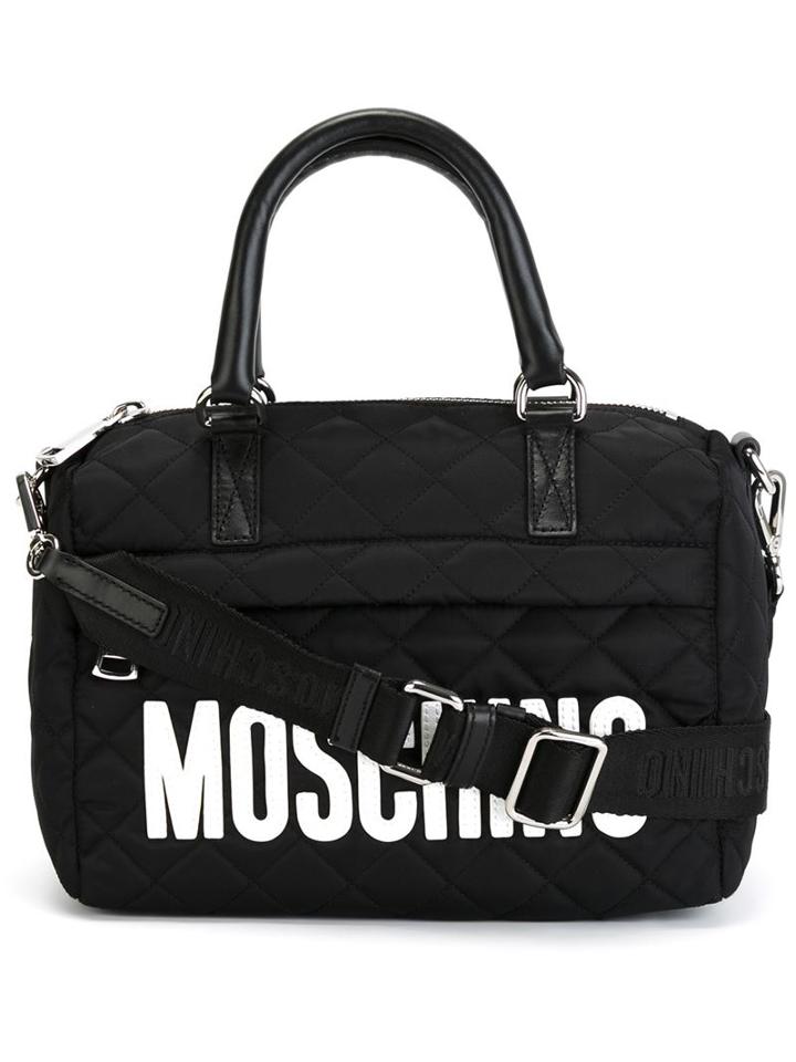 Moschino Quilted Logo Plaque Tote