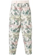 Marna Ro - Floral Cropped Trousers - Men - Cotton/polyester/other Fibers - S, Nude/neutrals, Cotton/polyester/other Fibers