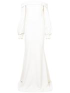 Christian Siriano Off-shoulder Mermaid Dress With Bell Sleeves - White