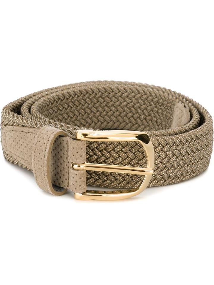 Eleventy Textured Belt, Men's, Size: 90, Nude/neutrals, Cotton