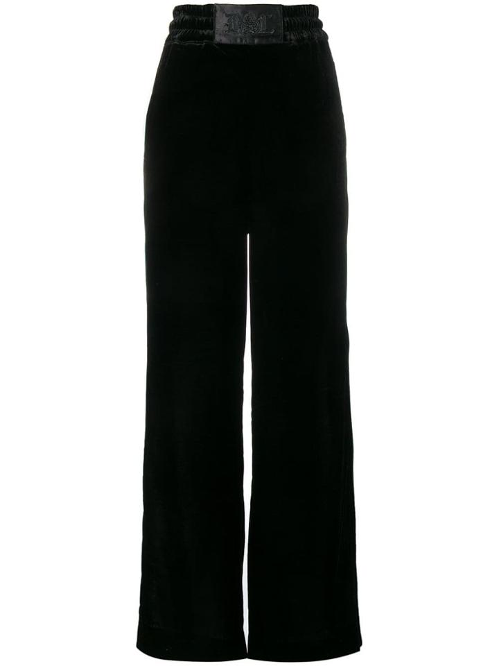 Diesel Wide-leg Pants In Velvet And Chiffon - Black