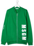 Msgm Kids Logo Printed Jacket - Green