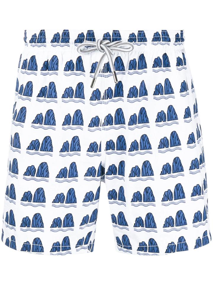 Capricode Faraglioni Print Swim Shorts - White