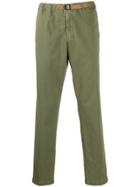 White Sand Contrast Belt Straight Leg Trousers - Green