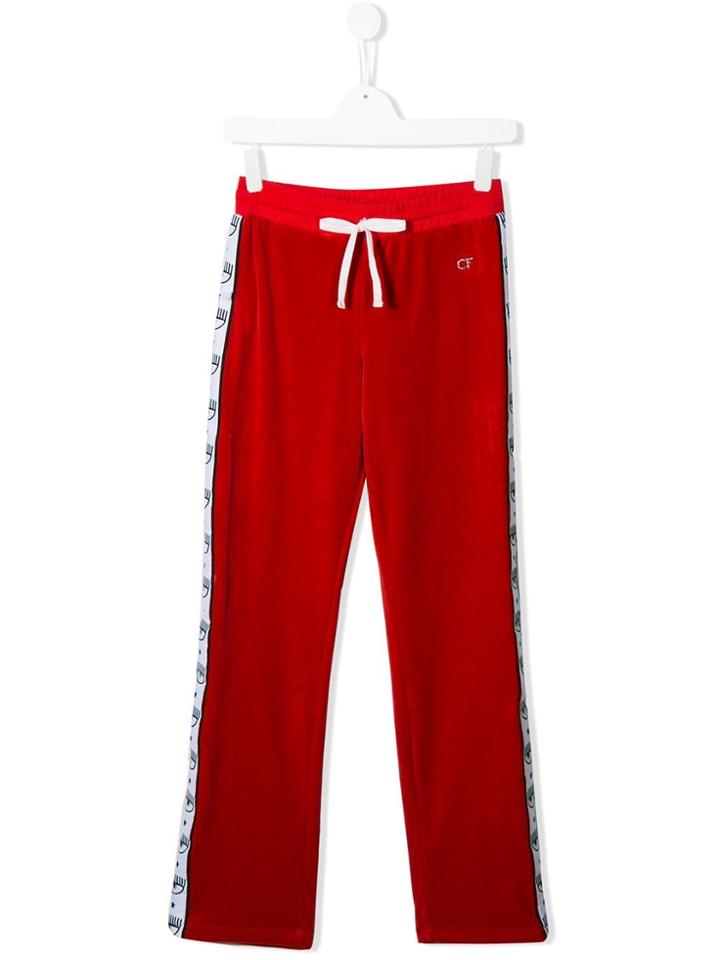 Chiara Ferragni Kids Side Logo Track Pants - Red