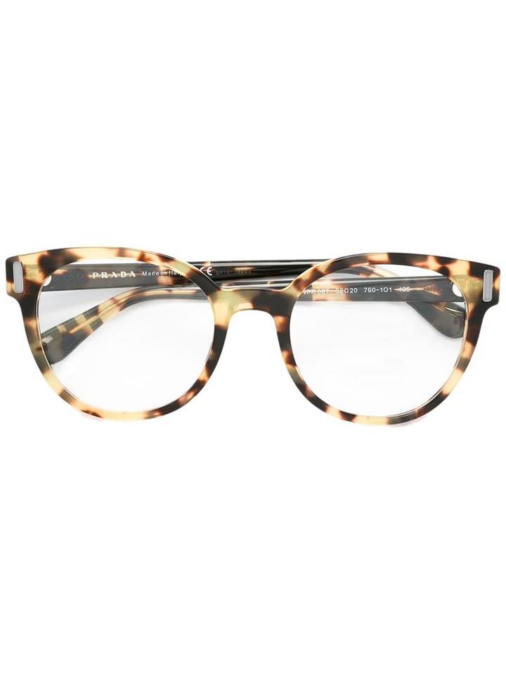 Prada Eyewear Tortoiseshell Round Glasses, Brown, Acetate