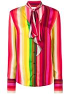 Milly Striped Tie Neck Shirt - Multicolour