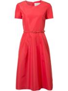 Carolina Herrera Floral Trumpet Dress, Size: 8, Red, Silk/wool