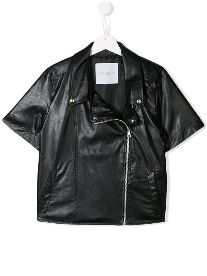 Gaelle Paris Kids Teen Short-sleeved Biker Jacket - Black