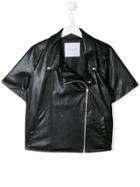 Gaelle Paris Kids Teen Short-sleeved Biker Jacket - Black