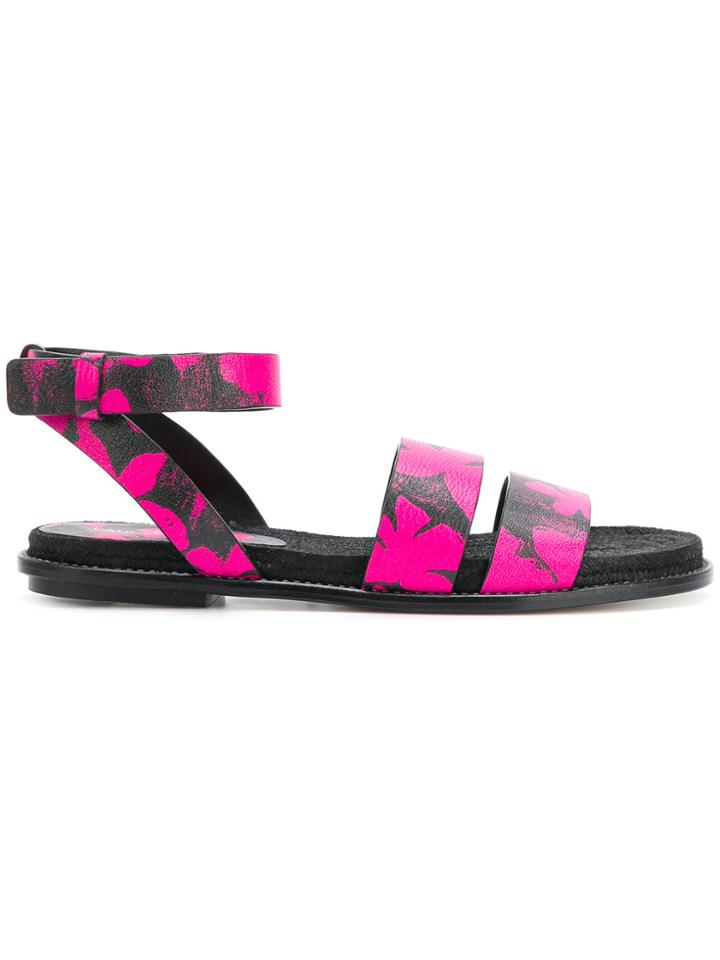 Paul Andrew Floral Spray Paint Sandals - Black