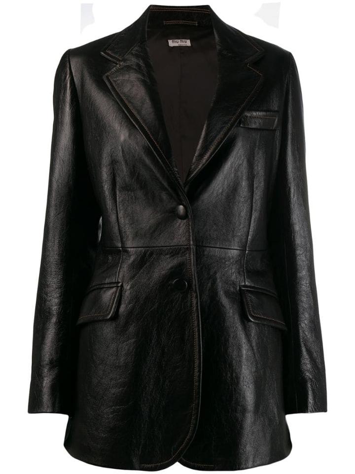 Miu Miu Leather Blazer - Black