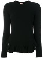 Nude Peplum Hem Sweater - Black