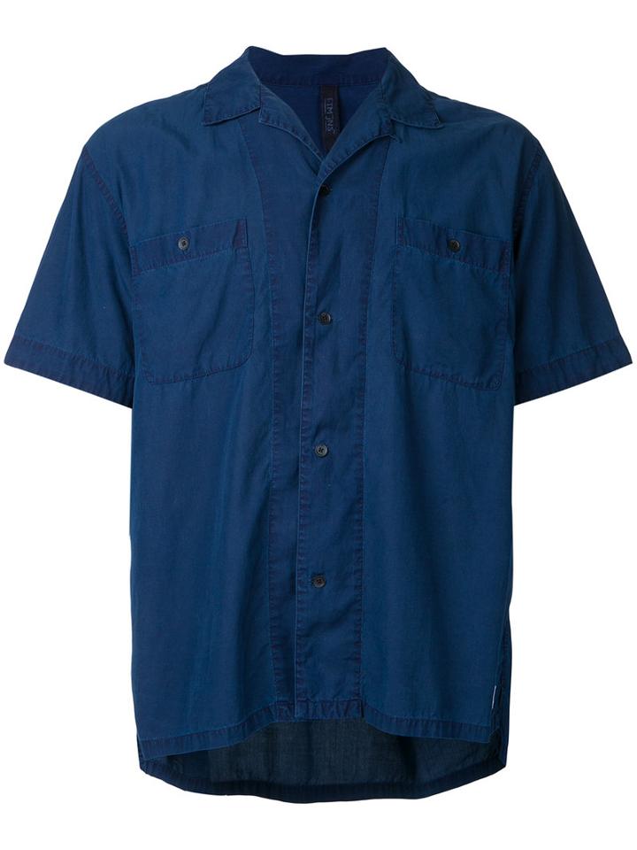 Factotum - Open Collar Short Sleeve Shirt - Men - Cotton/lyocell - 46, Blue, Cotton/lyocell