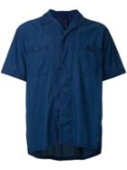 Factotum - Open Collar Short Sleeve Shirt - Men - Cotton/lyocell - 46, Blue, Cotton/lyocell