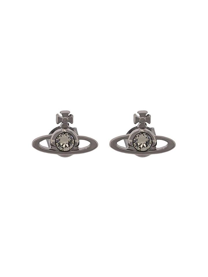Vivienne Westwood Nano Solitaire Earrings, Women's, Black, Rhodium