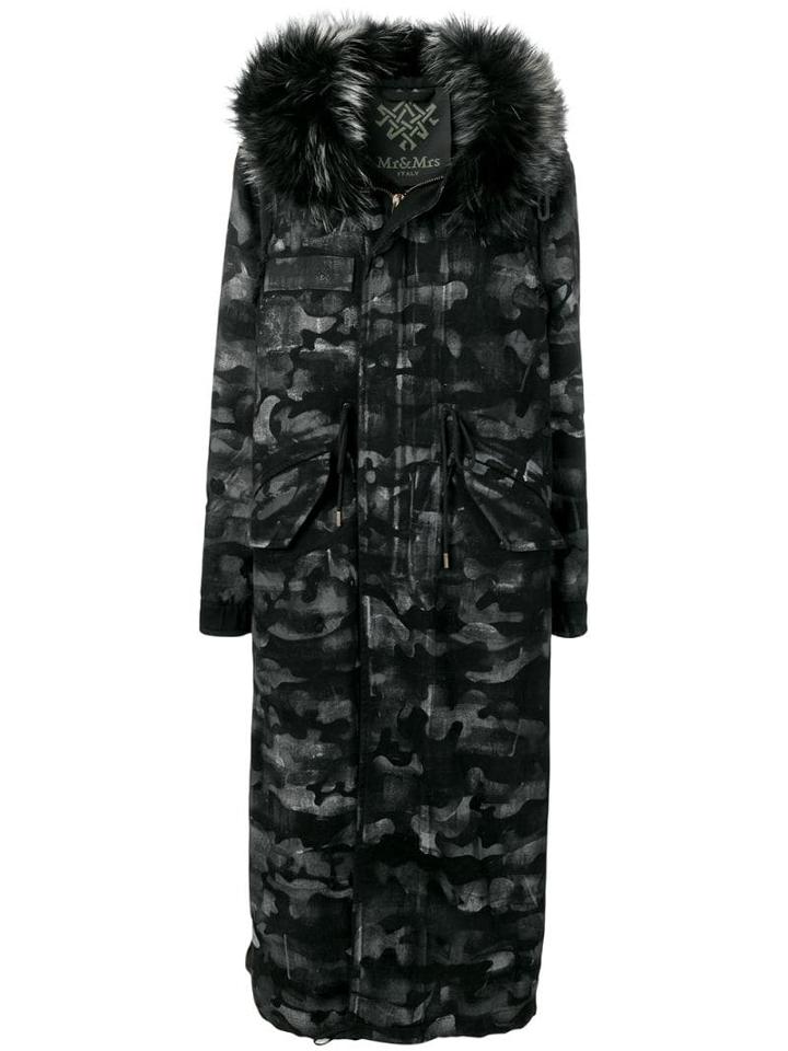 Mr & Mrs Italy Camouflage Pattern Padded Jacket - Black