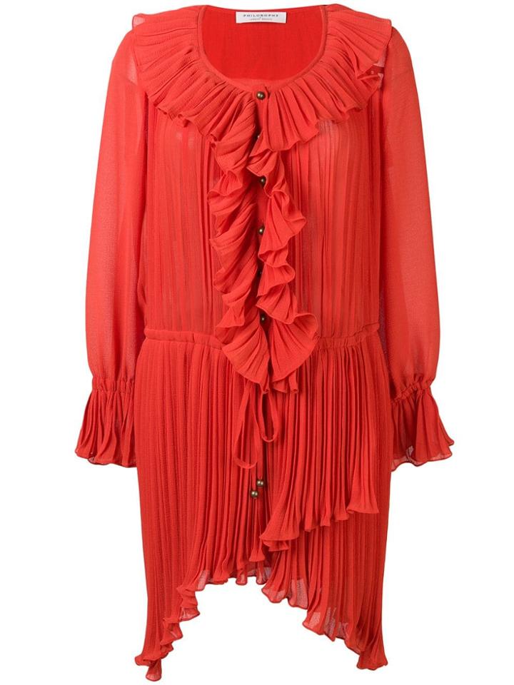 Philosophy Di Lorenzo Serafini Ruffle Trim Pleated Dress - Red